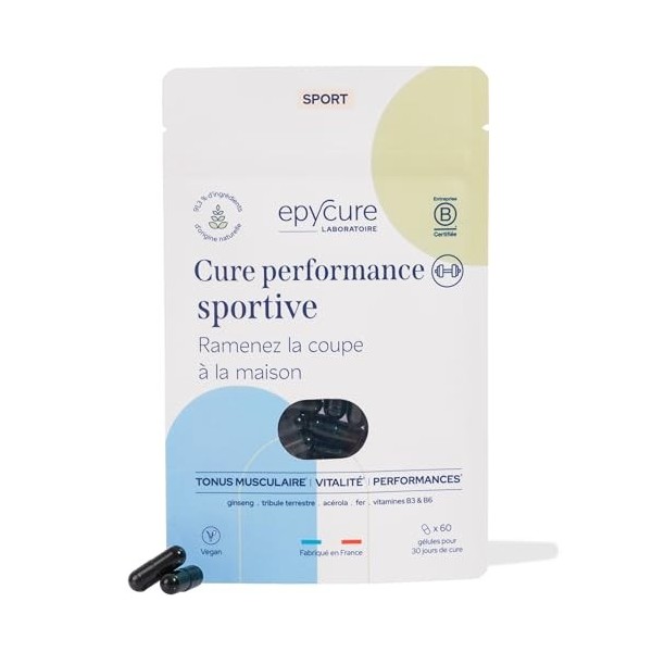 EPYCURE - Cure Performance Sportive - Améliore la Récupération - 100% Naturel - Énergie et Endurance - Ginseng, Tribule, Acér