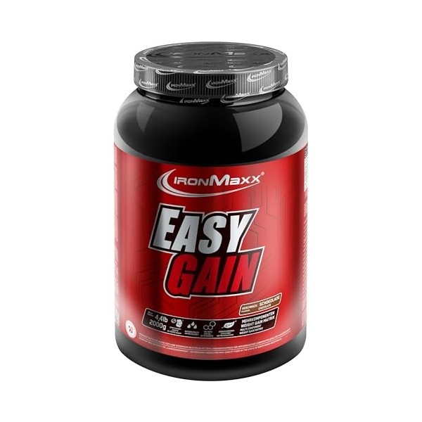 IronMaxx Easy Gain - Schokolade 2000g Boîte | Gainer hypercalorique | Teneur élevée en protéines | Sans gluten et enrichi en ...
