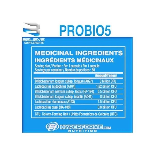 Believe Supplements Probiotics 20 Billion 60 Capsules