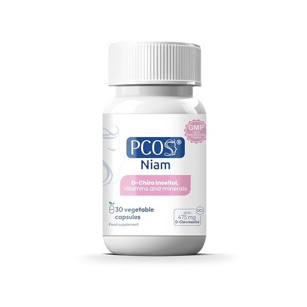 PCOS NIAM | D-Chiro Inositol pour SOPK | Avec Acide Folique, Biotine, Vitamines B12, B6 et D | Complément pour Ovaires Polyky