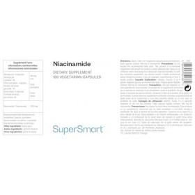 Supersmart - Niacinamide - Forme de Vitamine B3 Niacinamide - Contribue à Améliorer la Fonction Cognitive | Sans OGM - 180 