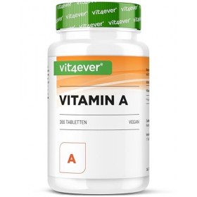 vit4ever Vitamine A - 10 000 UI 3 000 µg - 365 comprimés - Alternative aux gélules - Acétate de rétinyle hautement dosé - S