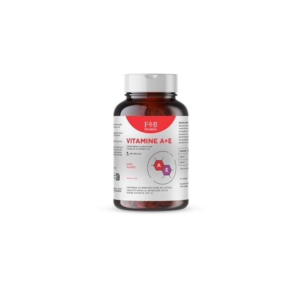 FB PHARMA - Complément alimentaire de VITAMINE A 1000mcg + VITAMINE E 47mg - 180 perles en SOFT GEL - pour le maintien de la ...