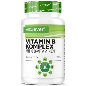Complexe de vitamines B - 365 comprimés - 12 mois dapprovisionnement - Les 8 vitamines B en 1 comprimé - Vitamines B1, B2, B
