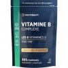 Vitamine B Complex | 365 Micro-Comprimés Vegan pour 1 An | Complexe de Vitamine B1, B2, B3, B6, B12 Acide Folique et Choline 