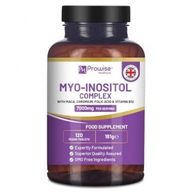 Complexe Myo-Inositol 120 comprimés végétaliens 7000 mg par portion avec racine de maca noire, chrome, acide folique et vitam