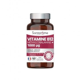Santarome - Vitamine B12 Méthylcobalamine 1000 µg – Vitalité, Immunité & Système Nerveux – Avec Vitamines B2 B3 B6 B9 & Magné