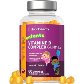 Vitamine B Complex Enfants | 60 Gummies Vegan | Vitamine Groupe B - Vitamines B2 B3 B5 B6 e B12 | Complément Alimentaire Avec