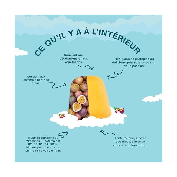 Vitamine B Complex Enfants | 60 Gummies Vegan | Vitamine Groupe B - Vitamines B2 B3 B5 B6 e B12 | Complément Alimentaire Avec