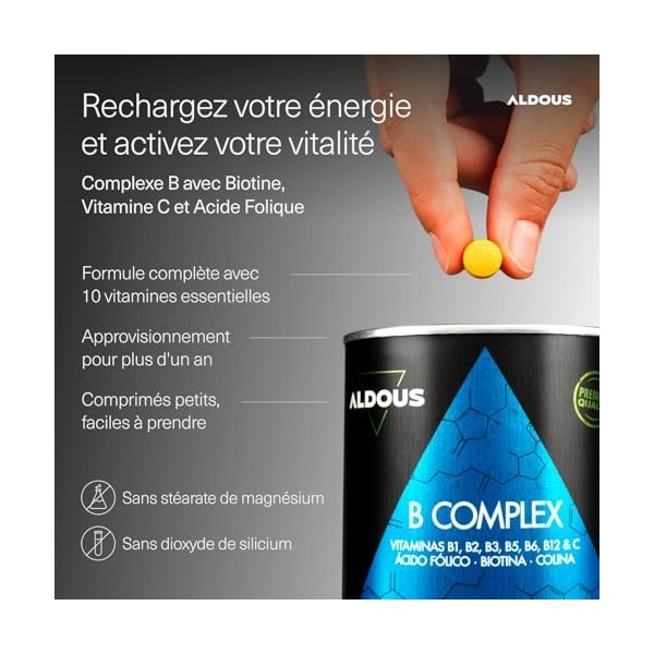 Vitamine B Complex + Vitamine C - 400 comprimés pour plus dun an - Multivitamines - Complexe Vitamine B avec Vitamine B12, B