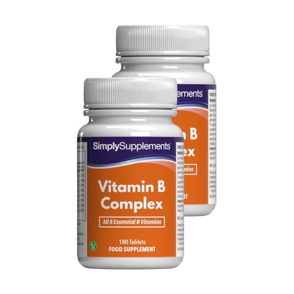 Complexe de Vitamines B | 360 Comprimés Végétaliens | Complément Alimentaire Naturel pour Jusqu’à 1 An d’Utilisation | Soutie