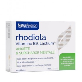 NaturAvignon Rhodiola Vitamine B9, Lactium| Complément alimentaire anti stress adulte, surcharge mentale, anxiété I vitamine 