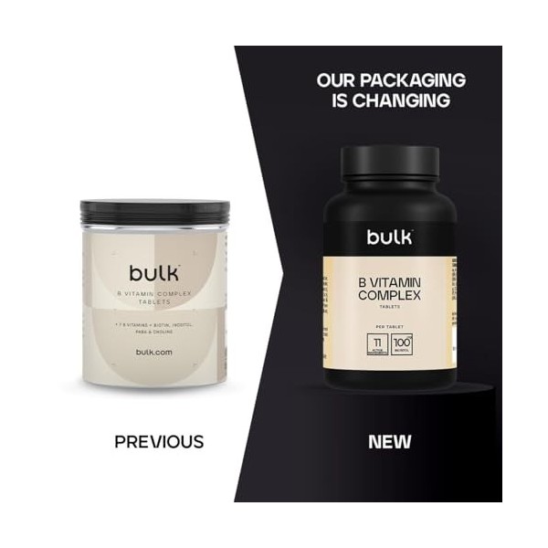 Bulk Comprimés de complexe de vitamines B, paquet de 180, lemballage peut varier
