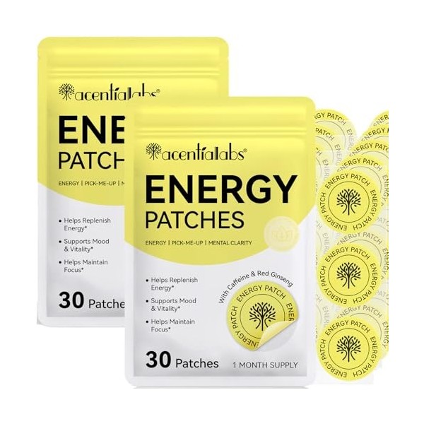 Lot de 60 patchs énergétiques B12 pour homme et femme - Stimulateurs dénergie naturelle pour la fatigue - Patchs de récupéra