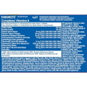 YAMAMOTO RESEARCH Complesso Vitamina B 60 Comprimés, Complexe de Vitamines du Groupe B avec Choline et Inositol Complexe de V...