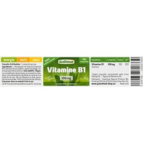 Greenfood Vitamine B1, 100 mg, dose élevée, 180 comprimés, vegan, sans additifs artificiels - Sans génie génétique.