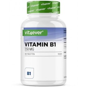 Vitamine B1 Thiamine - 250 mg - 365 Comprimés - Premium : Thiamine Hydrochloride - Haute biodisponibilité - Réserve de 12 m