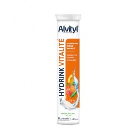 ALVITYL HYDRINK VITALITE – Electrolytes - Hydratation – Energie, Immunité - Vitamines C, B1, B6, B12 – Gout Pêche – 20 compri