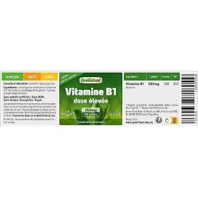 Greenfood Vitamine B1, 250 mg, dose élevée, 120 gélules - pour un métabolisme énergétique normal. SANS additifs artificiels. 