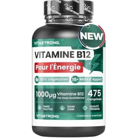 Vitamine B12 1000mcg, 475 Comprimés Véganes, 1 par Jour 15+ Mois B12 Vitamine pour Énergie, Fatigue et Système Immunitaire,