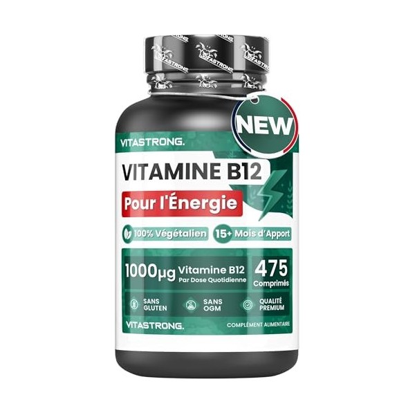 Vitamine B12 1000mcg, 475 Comprimés Véganes, 1 par Jour 15+ Mois B12 Vitamine pour Énergie, Fatigue et Système Immunitaire,