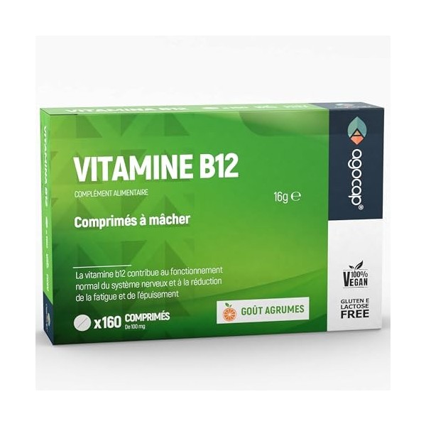 Vitamina B12,1000µg. B12 Vitamine 160 Comprimés - Soutient le Système Nerveux. Vitamine B12 Adulte, Énergie, Immunité, Métabo
