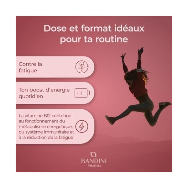 Bandini® Vitamine B12 1000mcg Haute Dose, 450 comprimés 14 Mois , Methylcobalamin 1000µg pure et disponibile, 100% Vegan, Vi