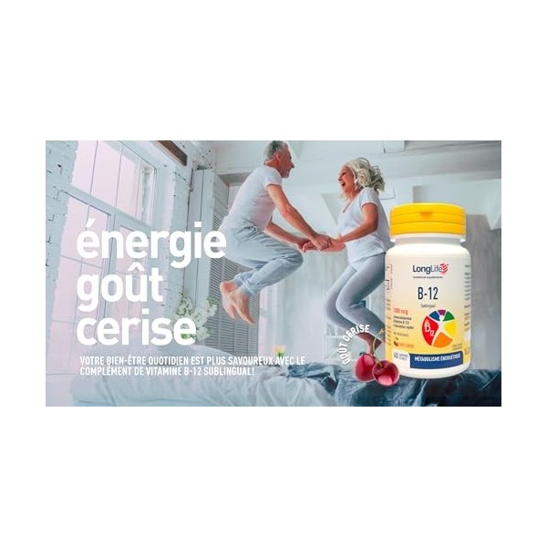 LongLife® B12 1000 mcg | Vitamine B-12 | Formule exclusive sublinguale à haute dose | Absorption élevée | 2 mois de traitemen