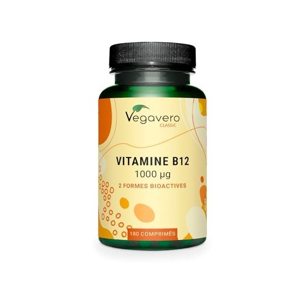 Vitamine B12 Vegan 1000 µg | Testé en Laboratoire & Sans Additifs | Avec 2 Formes : Méthylcobalamine + Adénosylcobalamine | A