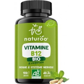 Vitamine B12 Bio | 120 gélules 4 mois | 100% naturelle et végétale | Premium & Vegan | vitamin B 12 à 25 µg 1000% des AJR 