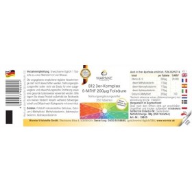 Vitamine B12 complexe triple 5-MTHF 200 μg dacide folique - 250 comprimés - HAUTEMENT DOSÉ - Qualité pharmaceutique allemand