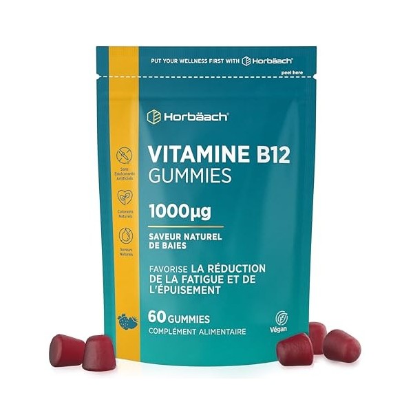 Vitamine B12 Gummies | 1000ug | Pour les Besoins Quotidiens | 60 Vegan Gummies | par Horbaach