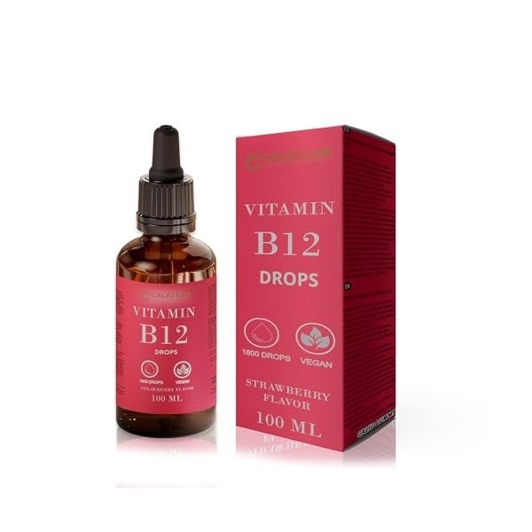 CALIU GUMMY | Gouttes de Vitamine B12 Liquide | 100 ml | 500 µg Méthylcobalamine + Adénosylcobalamine par Goutte | Haute Abso