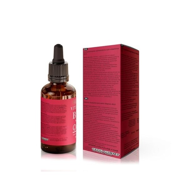 CALIU GUMMY | Gouttes de Vitamine B12 Liquide | 100 ml | 500 µg Méthylcobalamine + Adénosylcobalamine par Goutte | Haute Abso