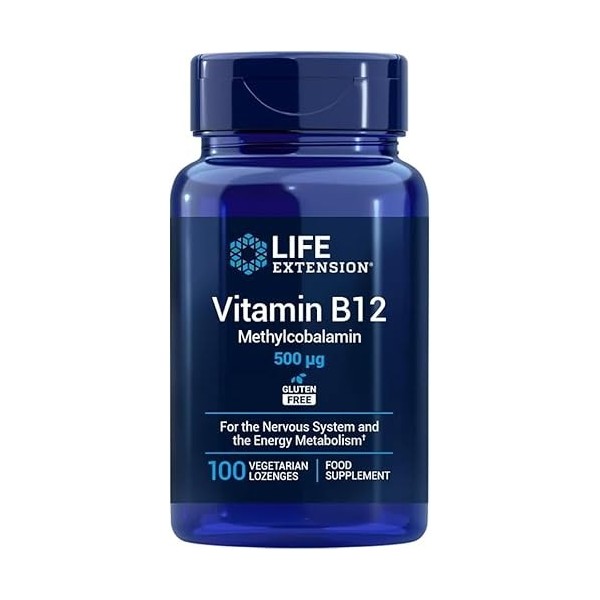Life Extension - Vitamine B12 Méthylcobalamine 500 mcg, 100 Comprimés à Sucer Végétariens – Soutien pour lÉnergie, le Systèm