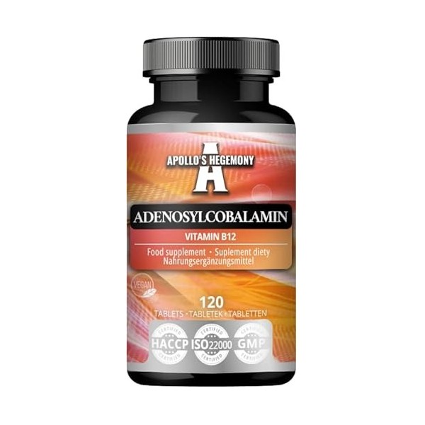 Adénosylcobalamine 120 comprimés - Vitamine B12 biodisponible optimale pour un métabolisme énergétique amélioré - 480 portion