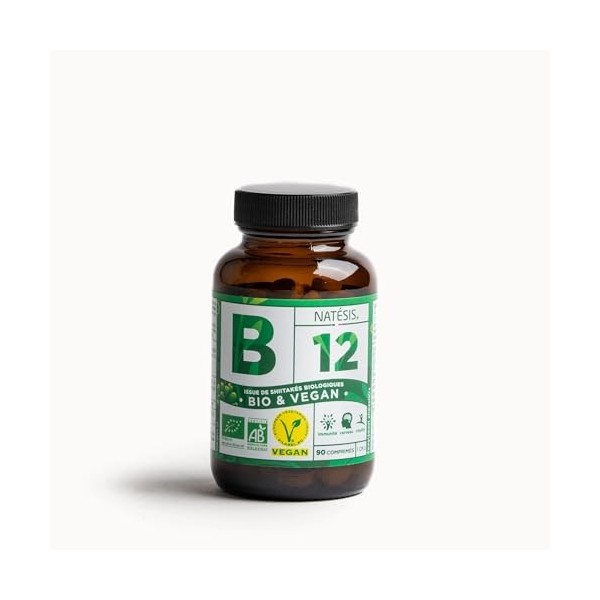 Natésis Vitamine B12 Bio & Vegan – Issue du Shiitaké – Formes naturelles Méthyl + Adénosyl + Hydroxy – 10 µg/jour – Certifiée