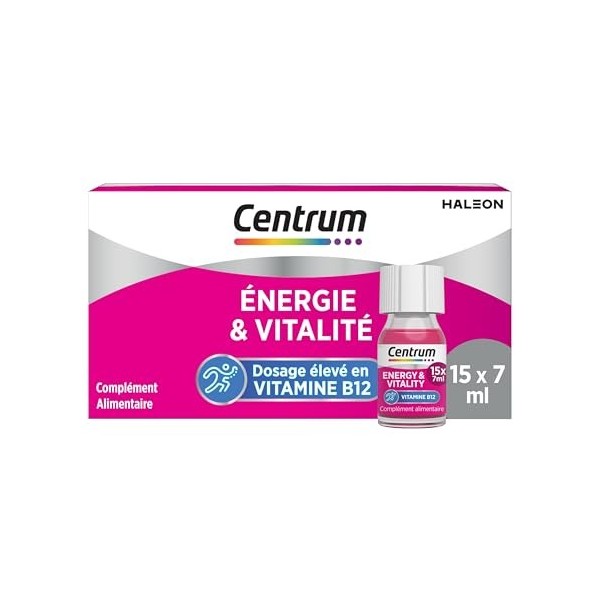 CENTRUM - Vitamine B12 Énergie & Vitalité - Zinc, Niacine Vitamine B3 - Complément Alimentaire Multivitamines à Boire - Éne V...