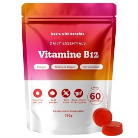 Gummies Vitamine B12 400 µg – Daily Essentials – Contribue au Métabolisme Energétique Normal, Réduction de la Fatigue – 60 pi