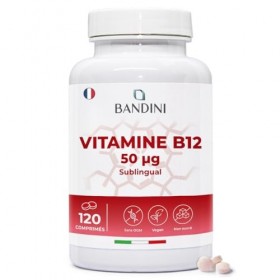 Bandini® Vitamine B12 sublinguale 120 comprimés - Cyanocobalamine 50 µg - Vitamin B-12 pour le Système immunitaire, le métabo