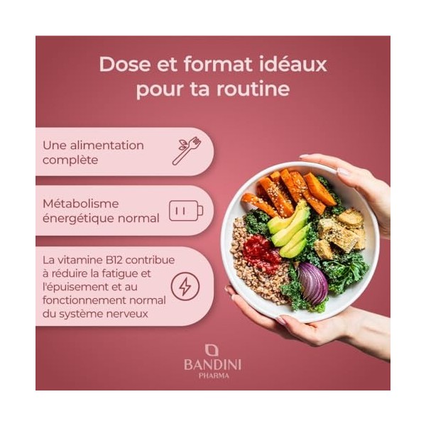 Bandini® Vitamine B12 sublinguale 120 comprimés - Cyanocobalamine 50 µg - Vitamin B-12 pour le Système immunitaire, le métabo