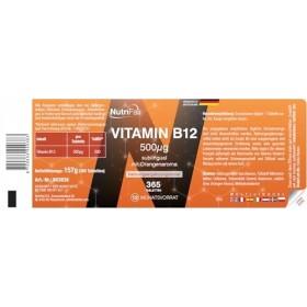 Vitamine B12 500μg pastilles - 365 comprimés sublinguaux - Goût orange - Méthylcobalamine - Dosage élevé - 100% végan - Produ