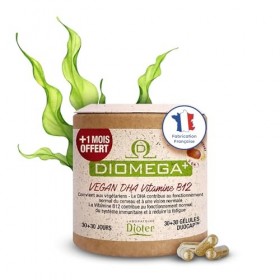 Dioméga Équilibre Cérébral, Oméga 3 végan, DHA d’Algues + Vitamine B12 – Complément Alimentaire végan - Mémoire, Concentratio