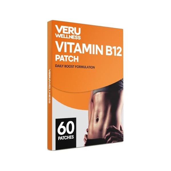 Veru Wellness B12 Energy Patch Natural Patch B12 Garcinia - Patch autocollant à libération prolongée 60 jours 