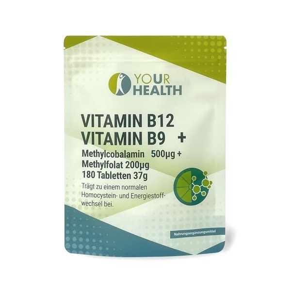 Vitamine B12 + vitamine B9 . méthylcobalamine 500 µg + méthylfolate 200 µg . comprimés 1/2 comprimé par jour 