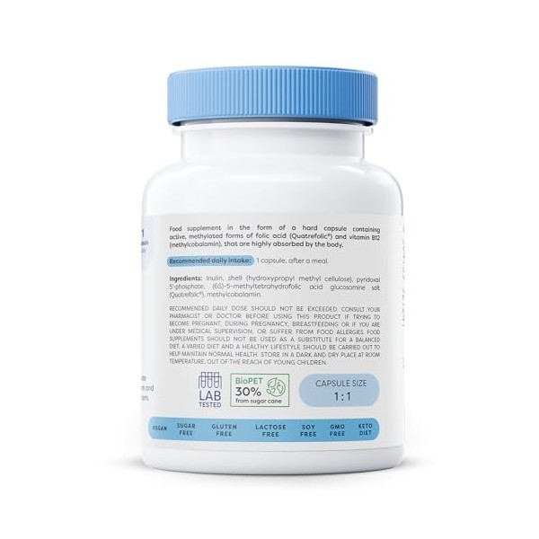 Osavi Methylfolate & Methyl-B12 – 60 vegan caps | Formes actives et méthylées de folate et B12 | Soutient le système immunita
