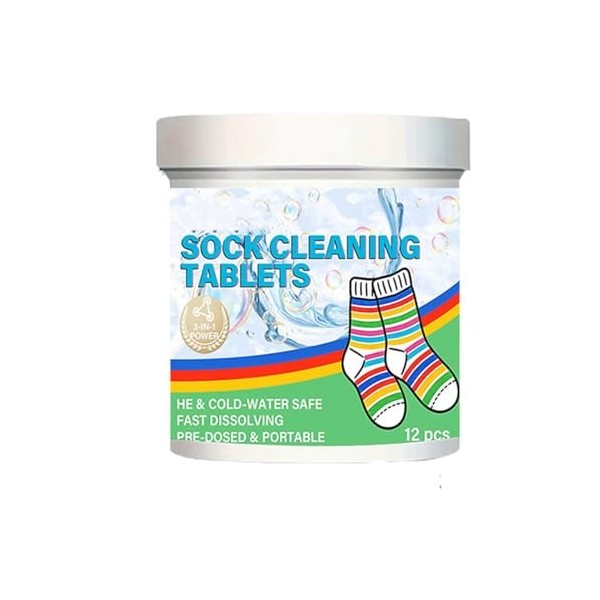Sock Cleaner - 12 Piece Powerful Stain Remover Tabs | Sock Cleaning Tablets | Socks Cleaner Tablets | 12 Piece Tabs Powerful