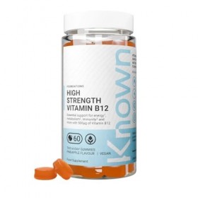 Known Vitamine B12 Gummies Haute Concentration 500mcg – Saveur Ananas – Complément Gommes Végan à Mâcher – Énergie, Métabolis