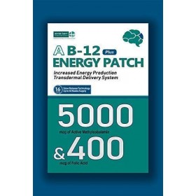Lot de 16 patchs transdermiques à la vitamine B12 5000 mcgs de méthylcobalamine + 400 mcgs dacide folique