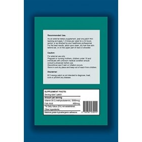 Lot de 16 patchs transdermiques à la vitamine B12 5000 mcgs de méthylcobalamine + 400 mcgs dacide folique